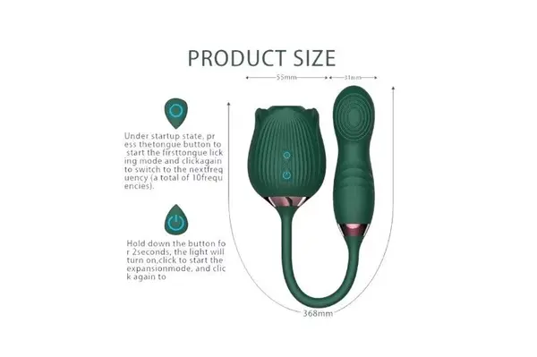 69 Vibrations Rose with G-spot Vibrator-Green