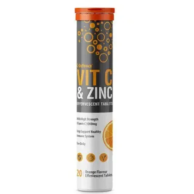 C-Defence Vitamin C 1000Mg + Zinc 15Mg Orange Flavor Effervescent 20S