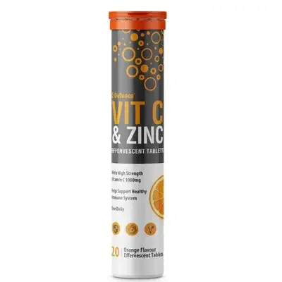 C-Defence Vitamin C 1000Mg + Zinc 15Mg Orange Flavor Effervescent 20S