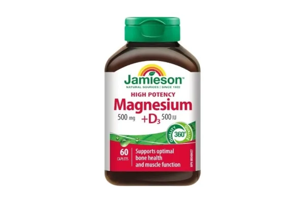 Jamieson Magnesium 500mg +500iu D3 Caplets 60's