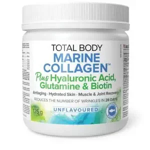 Natural Factors Total Body Marine Collagen Plus Hyaluronic Acid, Glutamine, & Biotin, Unflavoured 135g