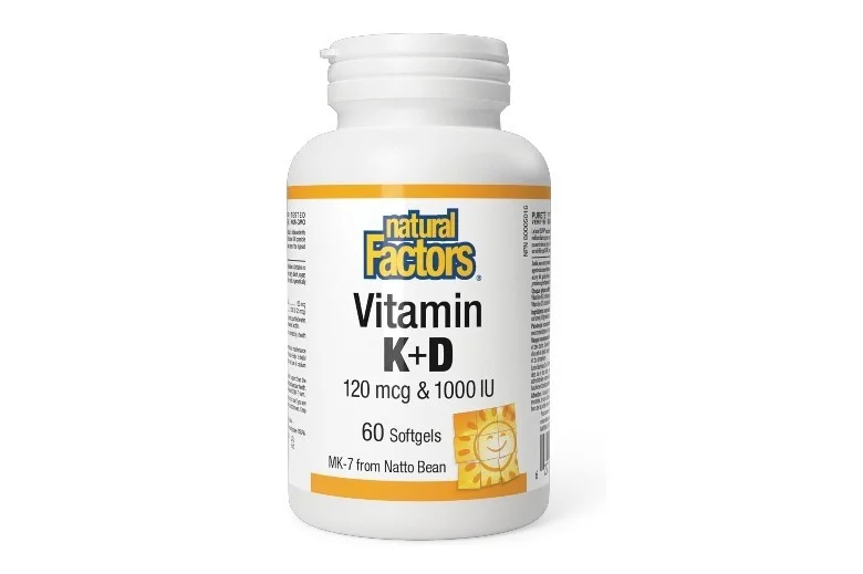 Natural Factors Vit K&D3 120 Mcg/1000iu SG 60's