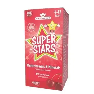 Natures Aid Super Stars Multivitamin and Minerals Chewable Tabs 60S