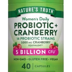 Natures Truth Women'S Daily Probiotic W/Cranberry Vegan Caps 40S