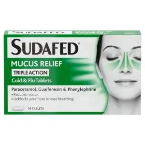 Sudafed Mucus Relief Triple Action Cold & Flu Tabs 16S