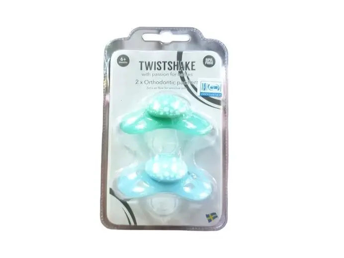 Twistshake 2x Pacifier 6+m Pastel Blue Green