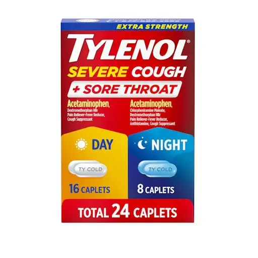 Tylenol Severe Cough & Sore Throat Day And Night Caplets 24S