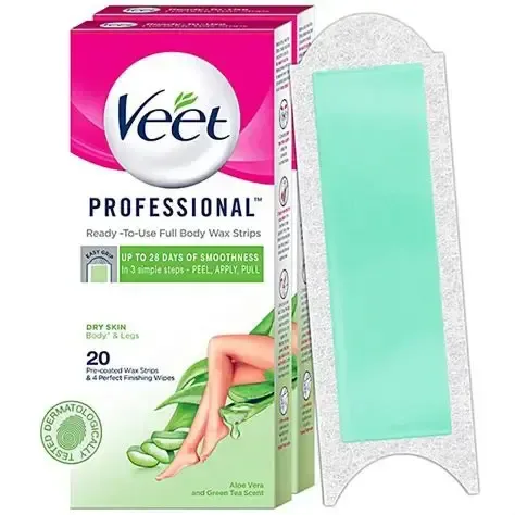 VEET FULL BODY WAX STRIPS DRY SKIN ALOE 20'S