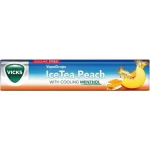Vicks Triple Action Peach Ice Tea Lozenges With Cooling Menthol 42G