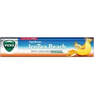 Vicks Triple Action Peach Ice Tea Lozenges With Cooling Menthol 42G
