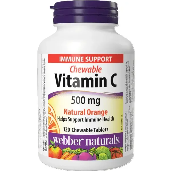 Webber Naturals Vitamin C 500Mg(Orange Flavour) Chewable Tabs 120S