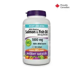 Webber Naturals Wild Alaskan Salmon/Fish Oil 1000Mg Softgels 180S